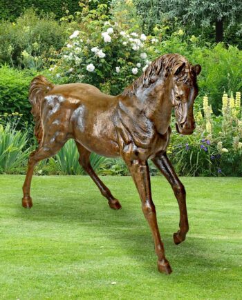 Trotting Thoroughbred Horse Cast Bronze Garden Statue AS23232