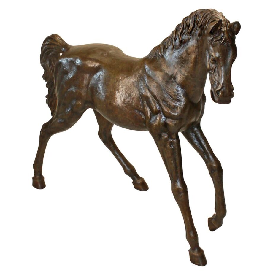 Trotting Thoroughbred Horse Cast Bronze Garden Statue