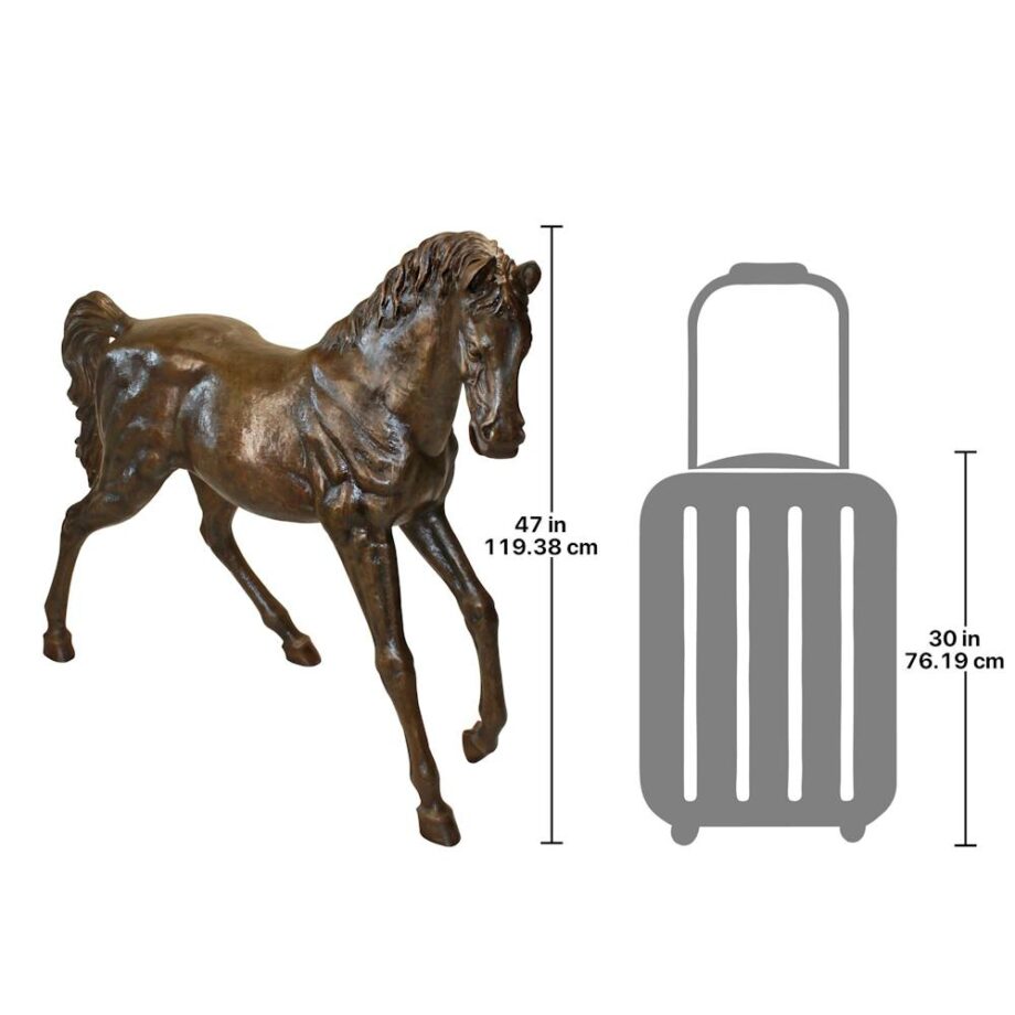 Trotting Thoroughbred Horse Cast Bronze Garden Statue