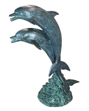 Twin Dolphins in Tandem Bronze Garden Statue PK739