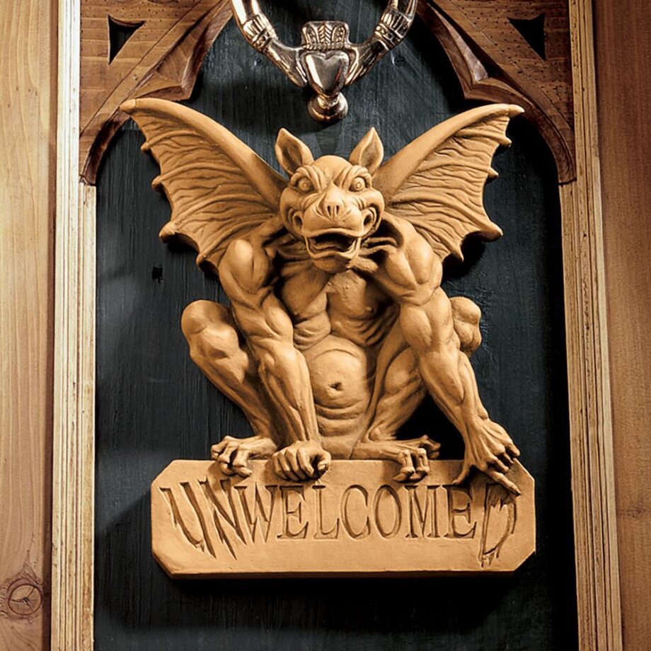 UNWelcomeD Gargoyle Welcome Sign Wall Sculpture NG31564