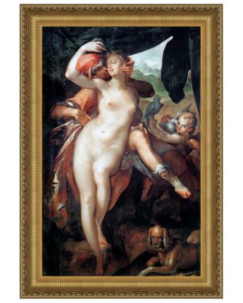 Venus and Adonis Framed Canvas Replica Painting: Small DA3211