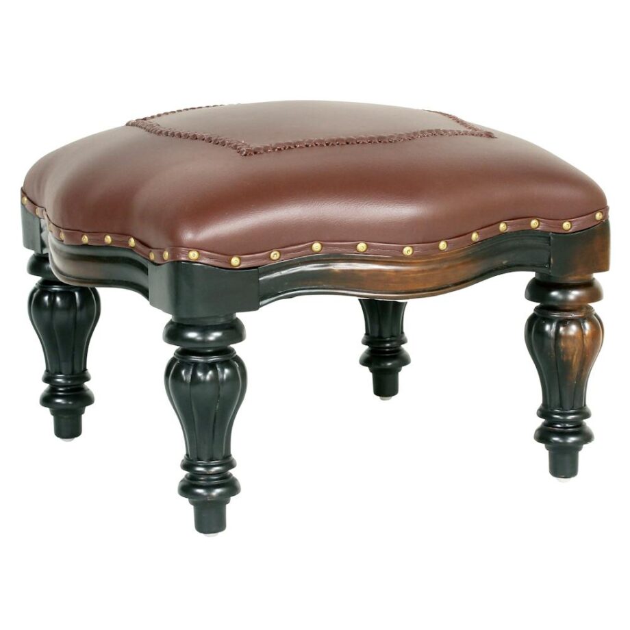 Victorian Rococo Faux Leather Ottoman AF71123