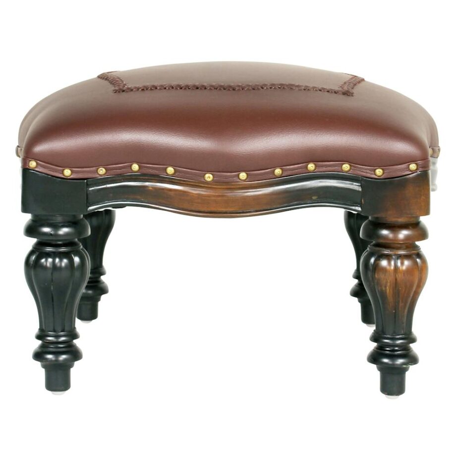 Victorian Rococo Faux Leather Ottoman