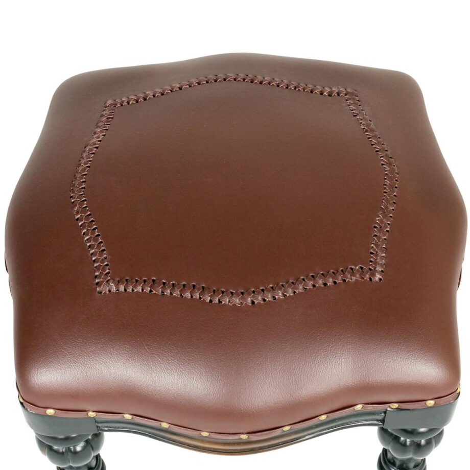 Victorian Rococo Faux Leather Ottoman