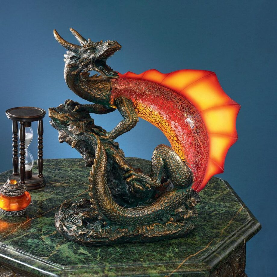 Viper the Serpent Dragon Illuminated Mosaic Glass Sculpture KY7978