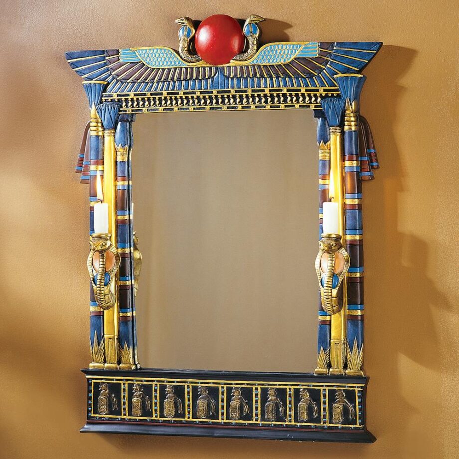 Wadjet Egyptian Wall Mirror with Cobra Sconces CL2558