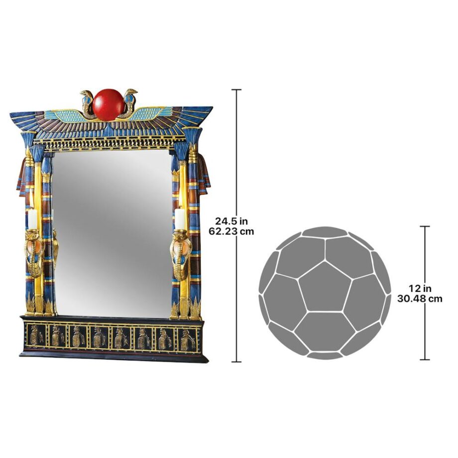 Wadjet Egyptian Wall Mirror with Cobra Sconces