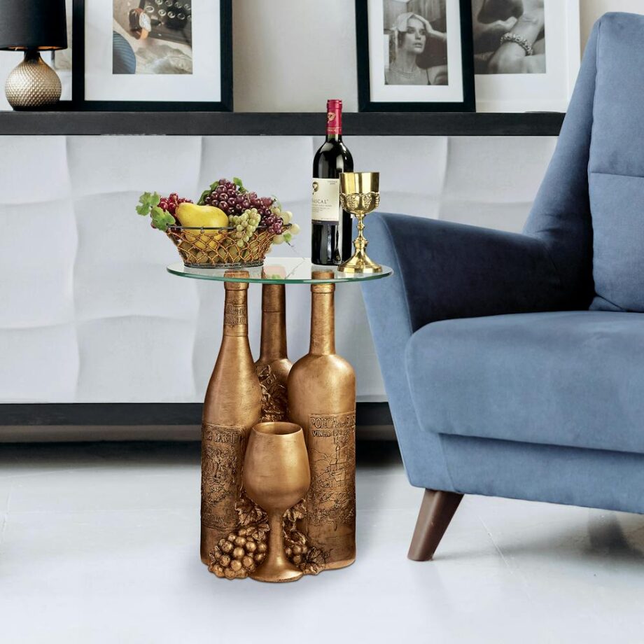 Wine and Dine Sculptural Glass-Topped Table EU32574