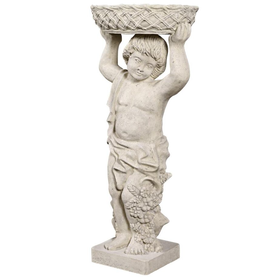 Young Bacchus with Basket Planter Garden Statue: Bacchus Left