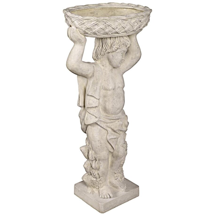 Young Bacchus with Basket Planter Garden Statue: Bacchus Left