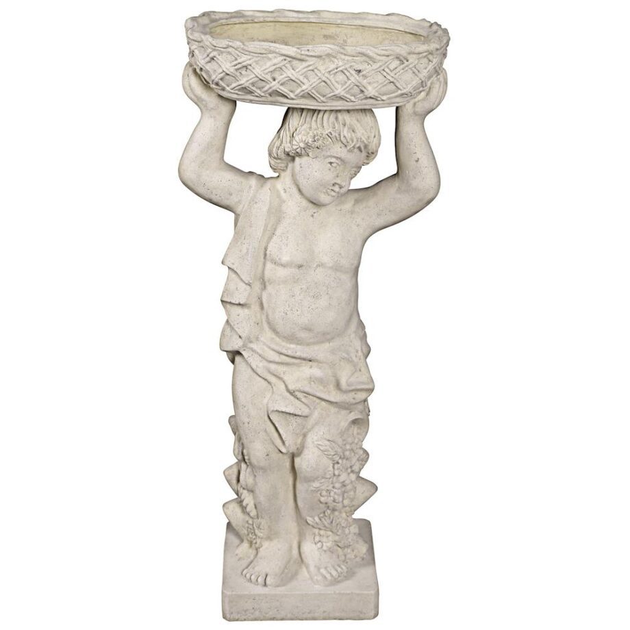 Young Bacchus with Basket Planter Garden Statue: Bacchus Left