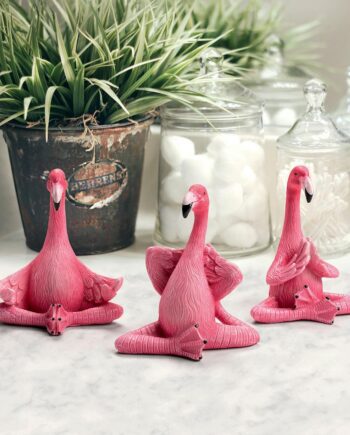 The Zen of Pink Flamingos Yoga Statue Set QL60051