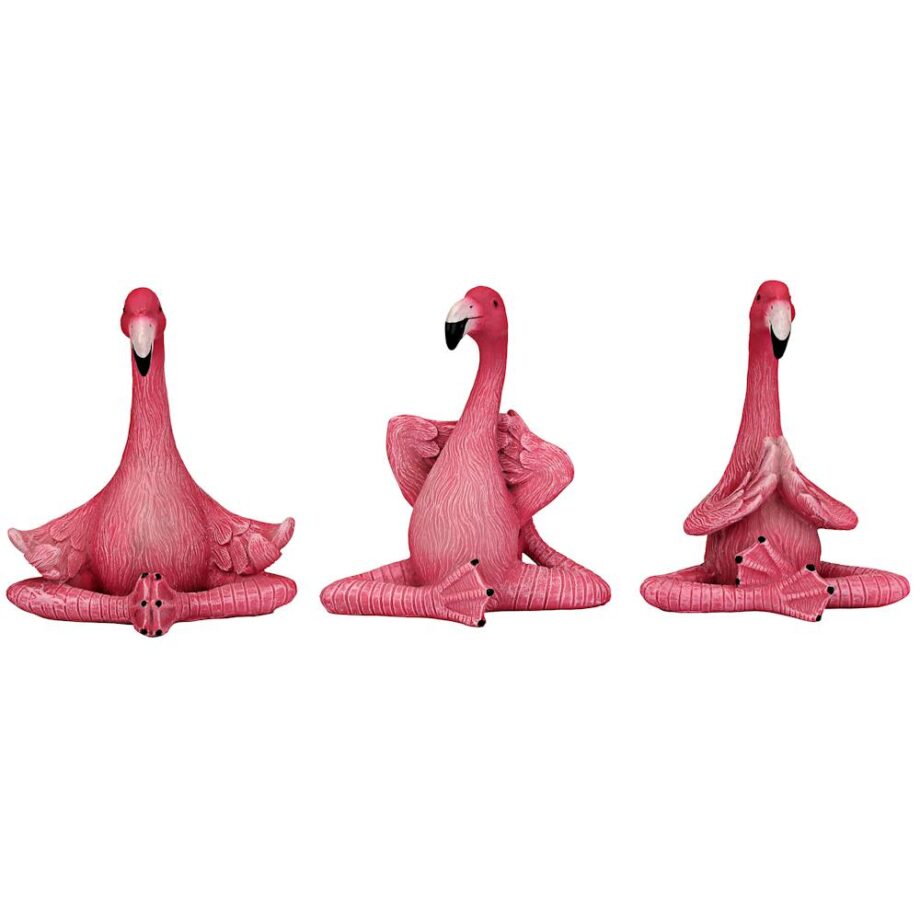 The Zen of Pink Flamingos Yoga Statue Set