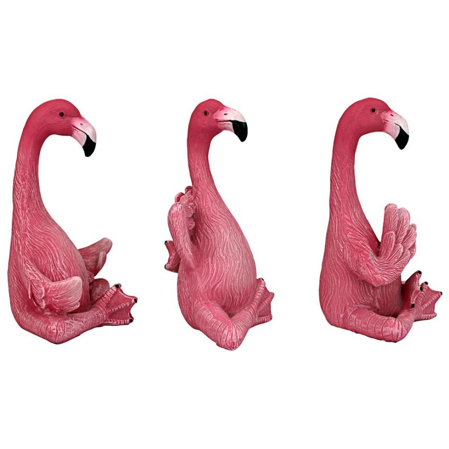 The Zen of Pink Flamingos Yoga Statue Set