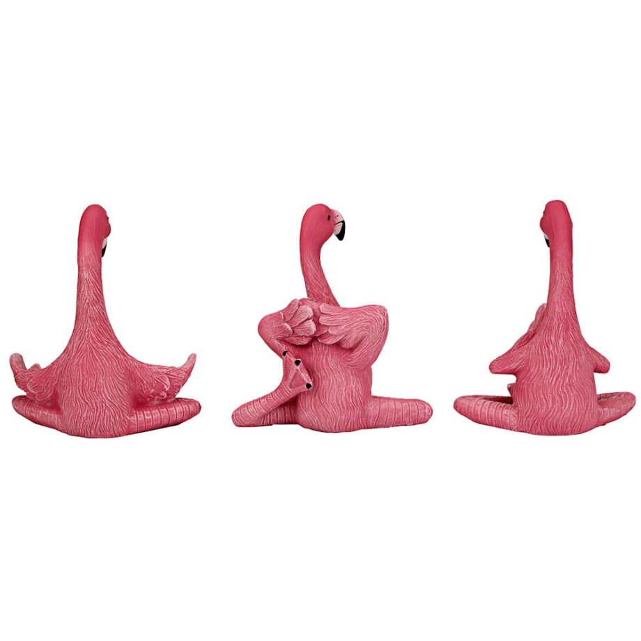 The Zen of Pink Flamingos Yoga Statue Set