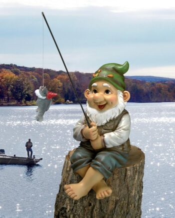 Ziggy the Fishing Gnome Garden Sitter Statue QM2806500