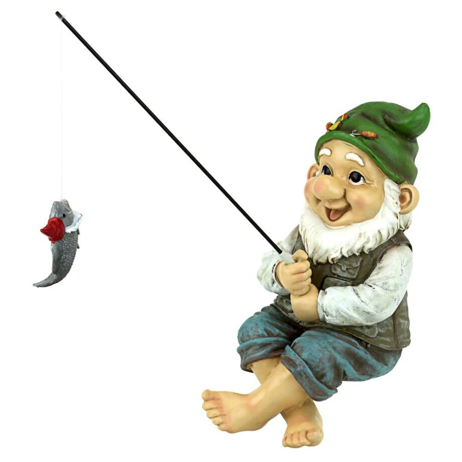 Ziggy the Fishing Gnome Garden Sitter Statue