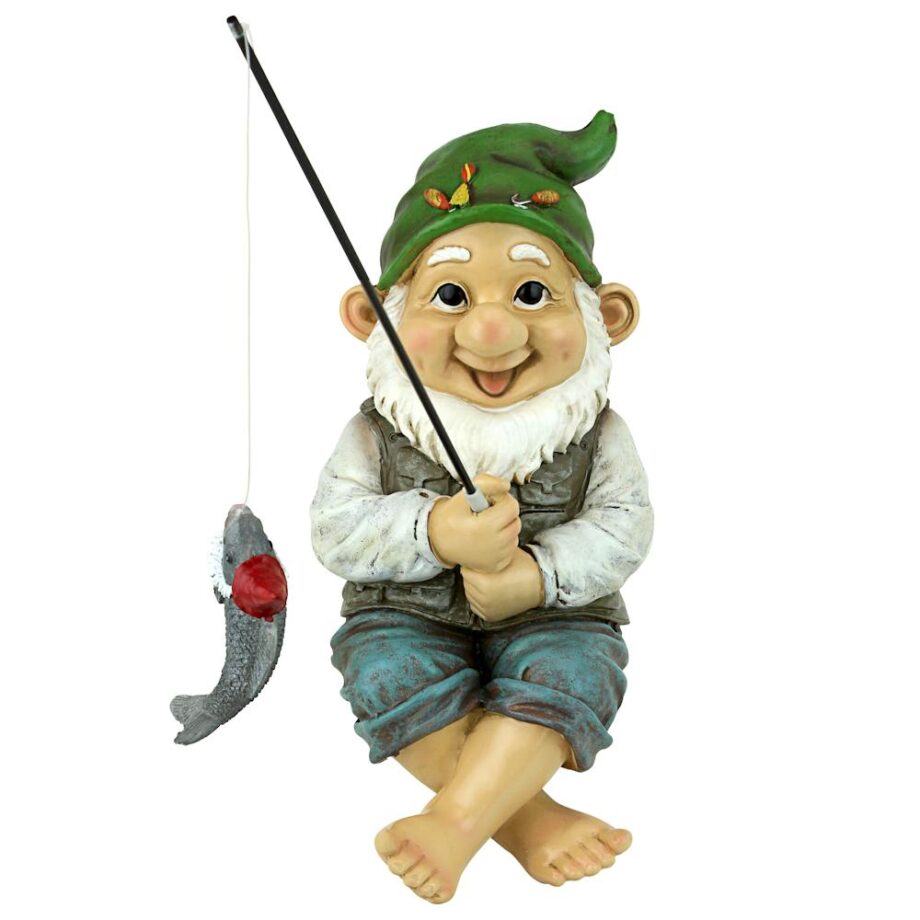 Ziggy the Fishing Gnome Garden Sitter Statue