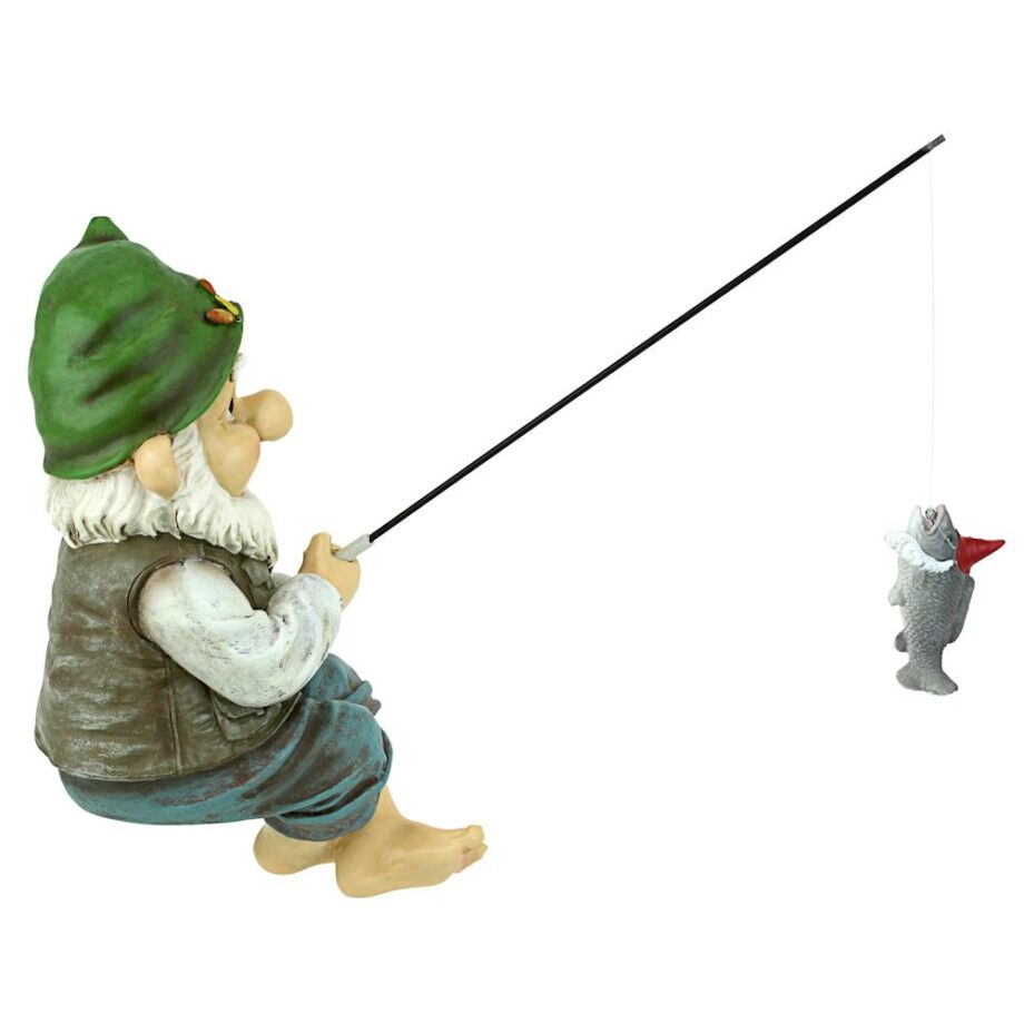 Ziggy the Fishing Gnome Garden Sitter Statue